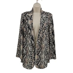 Joseph Ribkoff Blazer Jacket Womens 10 Snakeskin Print Open Front Long Sleeve